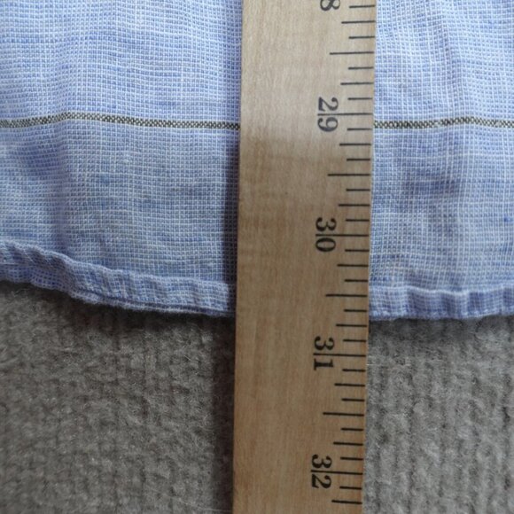 Barbour Mens Shirt XL Blue Plaid Short Sleeve 100% Linen Petteril - Picture 7 of 9